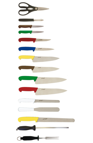 15 Piece Colour Coded Knife Set + Knife Case