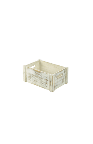 Wooden Crate White Wash Finish 34 x 23 x 15cm