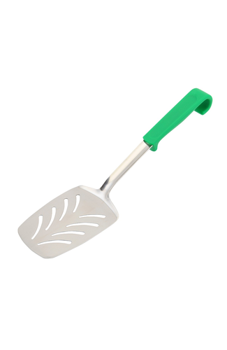 Genware Plastic Handle Slotted Turner Green