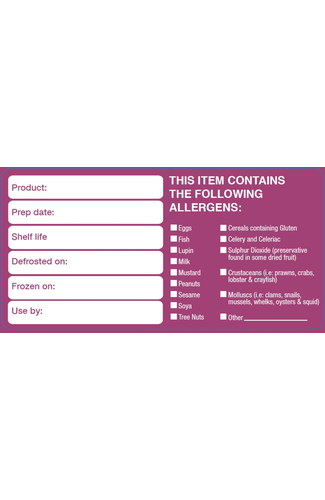 50x100mm Removable Product/Allergen Label (500)