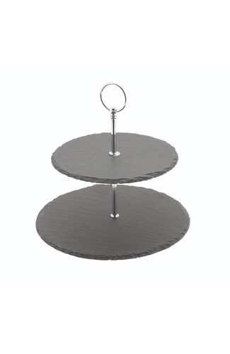 Genware Slate 2-Tier Cake Stand 20/25cm