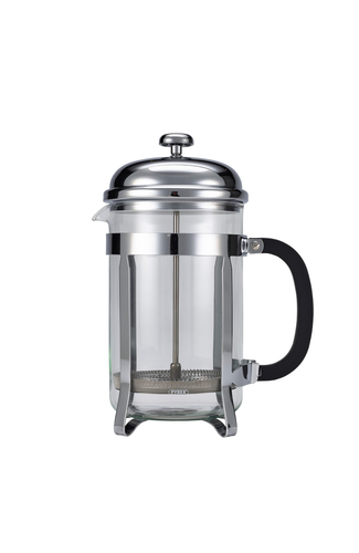 12 Cup Cafetiere Chrome Pyrex 48oz 1.5 Litre