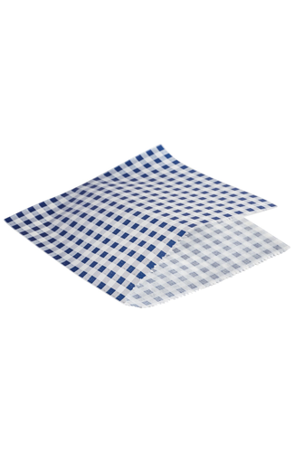 Greaseproof Paper Bags Blue Gingham Print 17.5 x 17.5cm