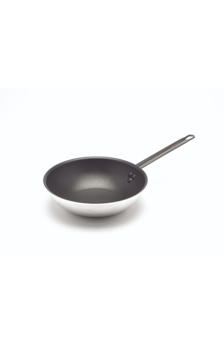 Genware Wok Flat Base 30cm Teflon Plus