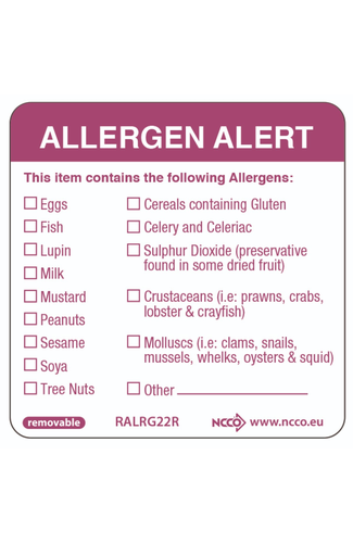 50X50mm Removable Allergen Label (500)