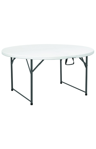 Centre Folding Round Table 5' White HDPE