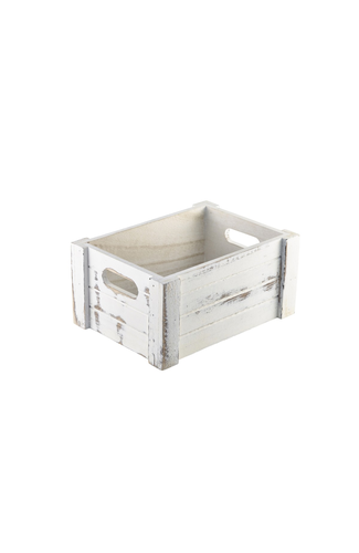 Wooden Crate White Wash Finish 22.8x16.5x11cm