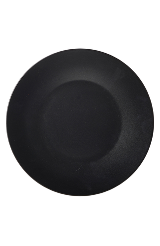 Luna Wide Rim Plate 25cm Dia Black Stoneware