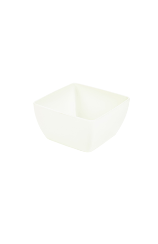 White Melamine Curved Square Bowl 15cm