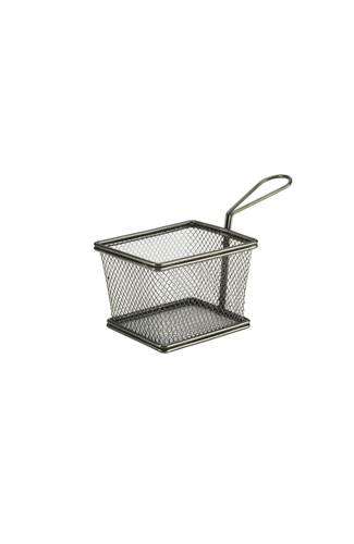 Black Serving Fry Basket Rectangular 12.5 x 10 x 8.5cm