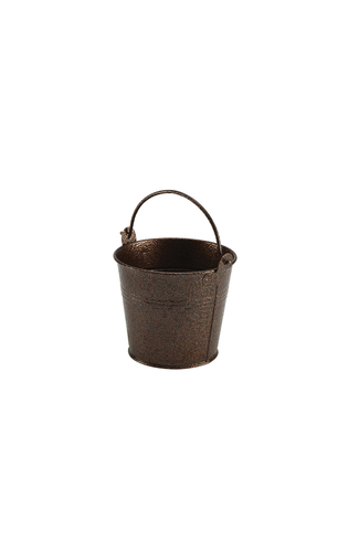 Galvanised Steel Hammered Serving Bucket 10cm Dia Copper