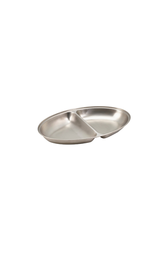 S/St.2-Div.Oval Veg.Dish 10"     Width 17.8cm