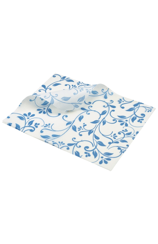 Greaseproof Paper Blue Floral Print 25 x 20cm