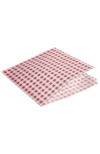 Greaseproof Paper Bags Red Gingham Print 17.5 x 17.5cm
