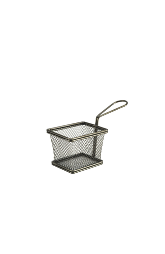 Black Serving Fry Basket Rectangular 10 x 8 x 7.5cm