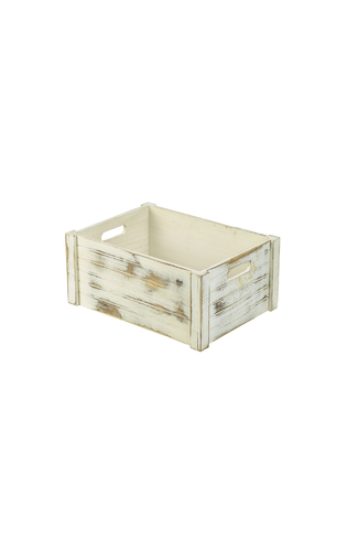 Wooden Crate White Wash Finish 41 x 30 x 18cm